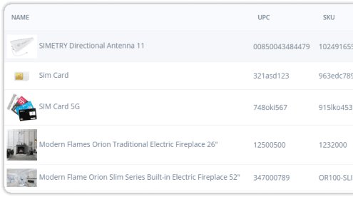 Package plan products table